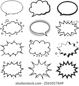 Creative Speech and Thought Bubbles Vector Illustration for Comic and Chat Design