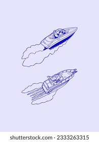 Creative speed boat line illustration