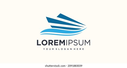 creative Speed boat logo design template ,Sea boat logo design concept ,Vector illustration