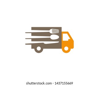 Creative Speed Truck Fork Spoon Knife Logo Design Vector Symbol Illustration