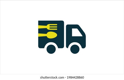 Creative Speed Truck Fork Spoon Knife Logo Design Vektorsymbol Illustration oder Lieferung LKW-Symbol Logo Design Vektorvorlage
