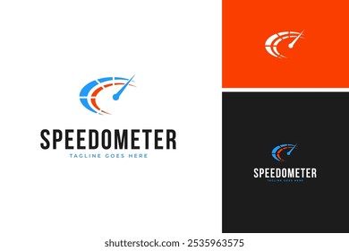 Creative speedometer logo design vector template illustration