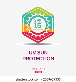 Creative (SPF 15) UV protect icon, Vector sign.