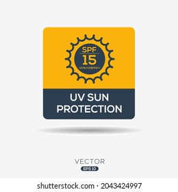 Creative (SPF 15) UV protect icon, Vector sign.