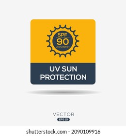Creative (SPF 90) UV protect icon, Vector sign.