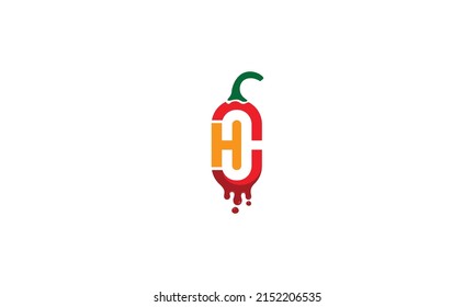 Creative Spices Logo. letter CH HC combination with hot chili sauce