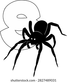 Creative Spider and Letter S Vector Illustration