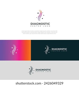 Plantilla de vector de diseño de logotipo de diagnóstico de columna vertebral creativa .