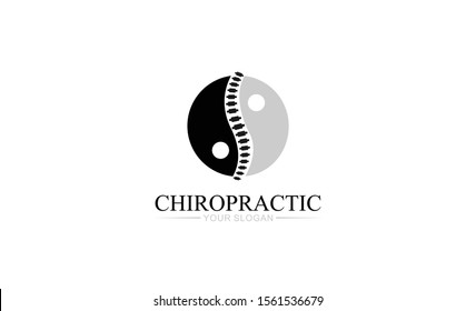 Creative spine and yin yang for Chiropractic Concept Logo Design Template vector icon 