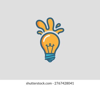 Creative Splash of Light Bulb Idea in Graphic Design, Bright Colors, Modern Conceptual Artwork