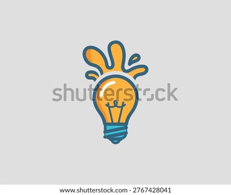 Creative Splash of Light Bulb Idea in Graphic Design, Bright Colors, Modern Conceptual Artwork