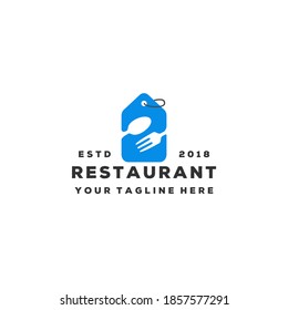 Creative spoon and fork logo design for restaurant