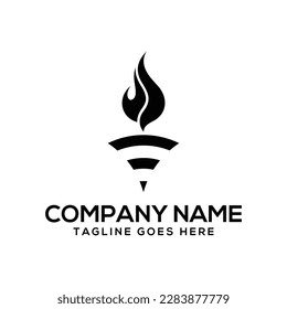 Creative sport Torch icon- Sports Academy logo design