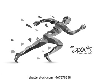 Creative Sports Background with illustration of a Running Man made by abstract design, Can be used as Poster, Banner or Flyer design.