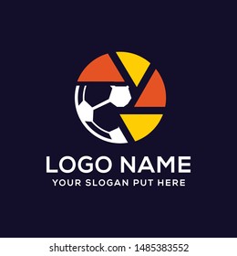 Creative sports camera shot logo vector design template 