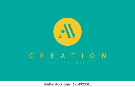 Creative Sports Logo design template, athletics type lettering concept. AV Letter type.