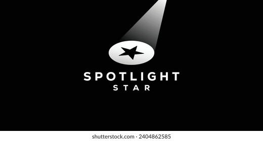 Creative Spotlight Star Logo. Spotlight Lamp with Star Logo Design Template.