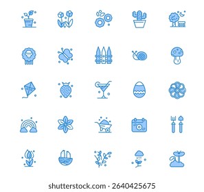 Creative Spring 25 Blue icon pack  Such As mushroom. spring. butterfly. park. bench