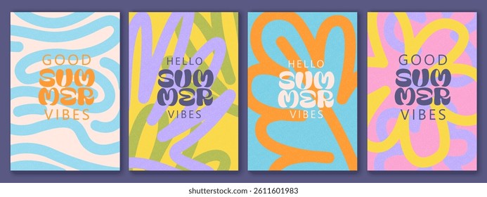 Creative spring,  summer cards with abstract leaves, plants, flowers. Modern art minimalist style. Poster, cover, packaging design.