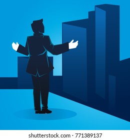 Creative Square Admiring Hardwork Achievement Creative Businessman Illustration Concept