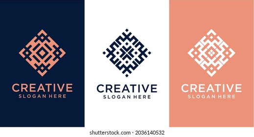 Creative square community logo design inspiration. abstract community logo design