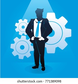 Creative Square Confidence Businessman Inventing A Profitable Business System Businessman Illustration Concept
