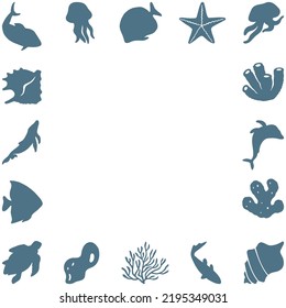 Creative square frame, minimalist decorative composition, 	fancy freeform