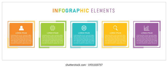 Creative square infographic elements with icon for business concept presentation can be used for info graphic, flow chart, option or step, website, banner, printed material