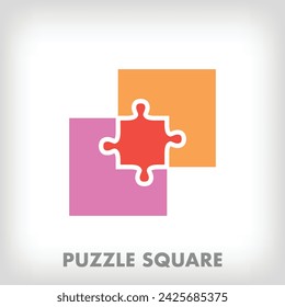 Creative square pieces combining puzzle logo. Unique color transitions. Puzzle and geometric shape logo template. vector