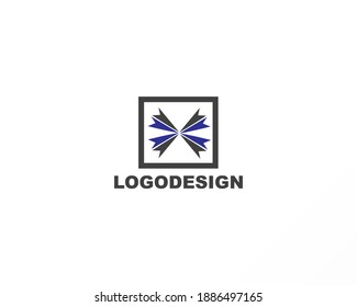creative square and star shape vector logo design template