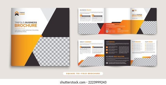 Creative square trifold brochure design with modern gradient shapes