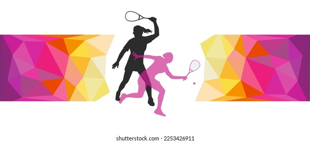 Kreative Squash Sport Hintergrund-Illustration zur Verwendung als Vorlage für Flyer oder zur Verwendung im Web-Design.