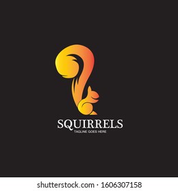 creative squirrel animal logo design icon symbol illustration-vector