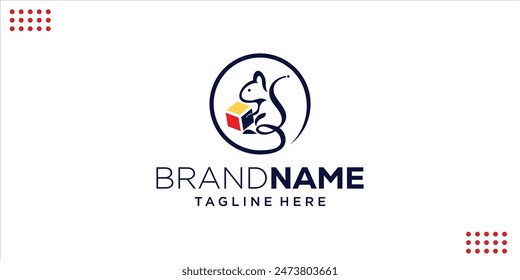 Creative Squirrel Logo Carrying a Box, Design Inspiration, Illustration, Vector