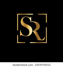 Creative SR logo design black and golden