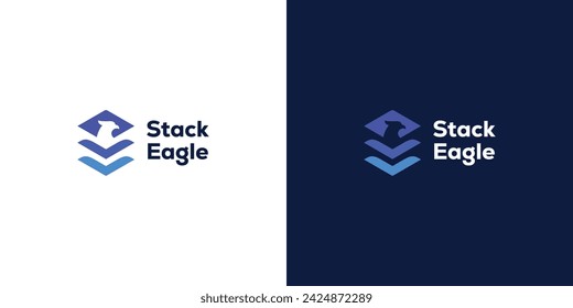 Logo de Creative Stack Eagle. Pila de archivos y águila con estilo moderno minimalista. Águila Logo Icono Símbolo Vector Plantilla de diseño.