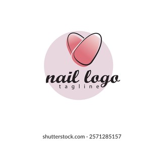 creative stacked pink nails forming a love logo design