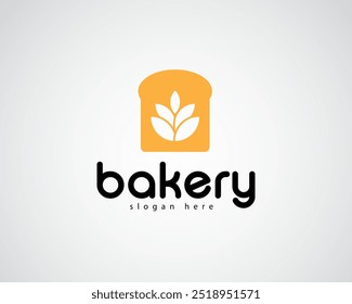 criativo grãos de trigo empilhados no design do logotipo de fundo do pão