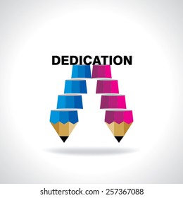 creative stair pencil top of the dedication idea concept
