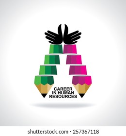 creative stair pencil top of the hands idea concept
