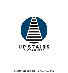 Escaleras creativas suben con la Plantilla de Vector del diseño del logotipo del círculo