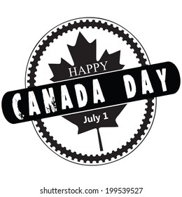 Creative stamp for the celebration of Canada Day July first. Vector illustration.