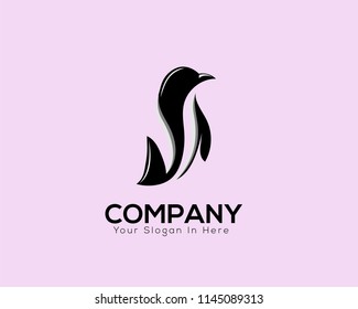 creative stand penguin animal logo vector with negative space