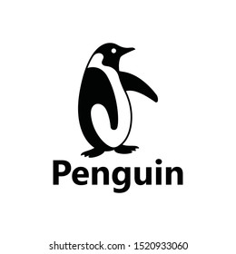 Creative stand Penguin logo icon template vector design