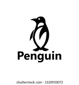 Creative stand Penguin logo icon template vector design