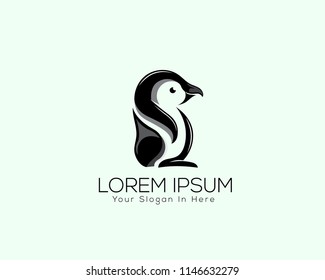 creative stand penguin logo vector design