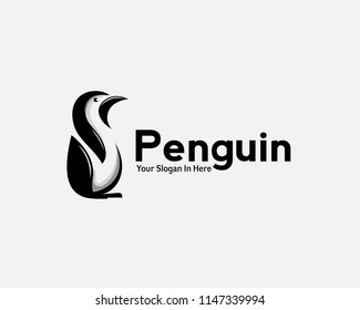 creative stand penguin logo vector design