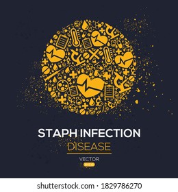 Creative (Staph Infection) disease Banner Word with Icons ,Vector illustration.	