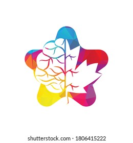 Creative Star brain and maple leaf logo design. Canada business sign.