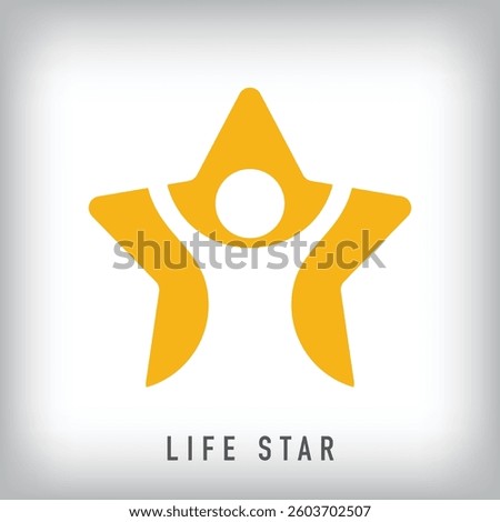 Creative star and human life logo design, the moment when the star glorifies the person, corporate identity